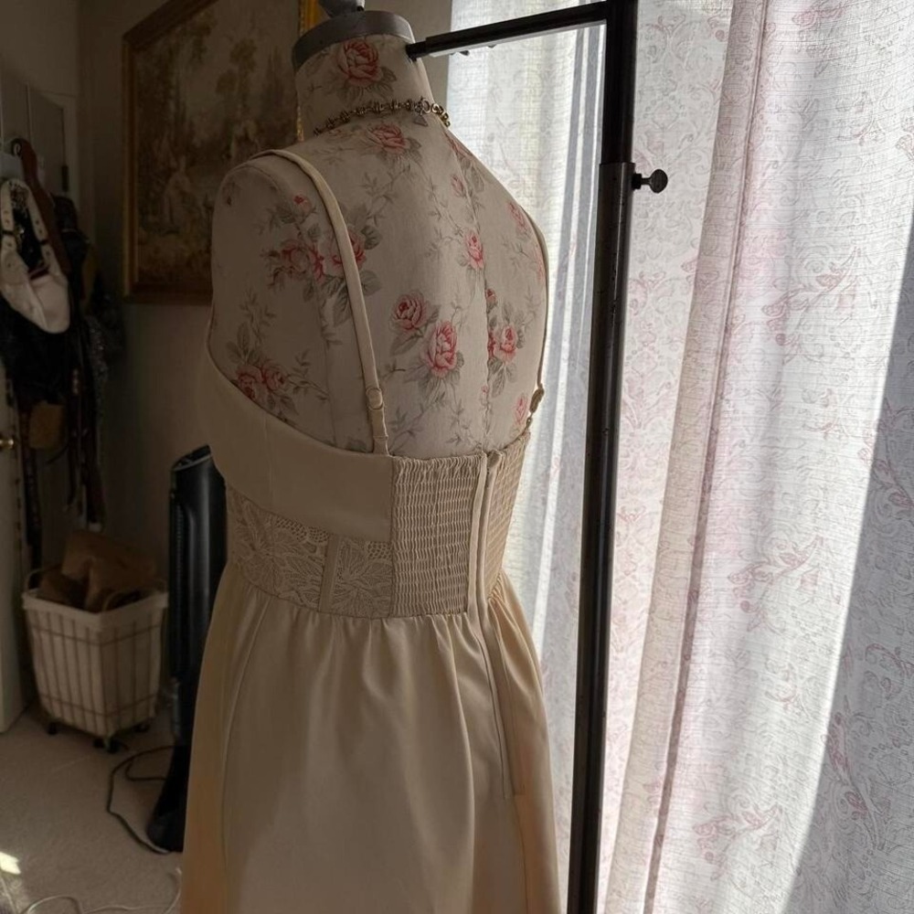 bhldn Gabrielle taffeta lace a line midi dress in light‎ - Picture 3 of 5